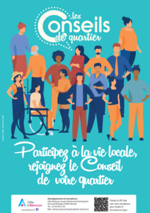 affiche pour le renouvellement 2024 des Conseils de quartiers